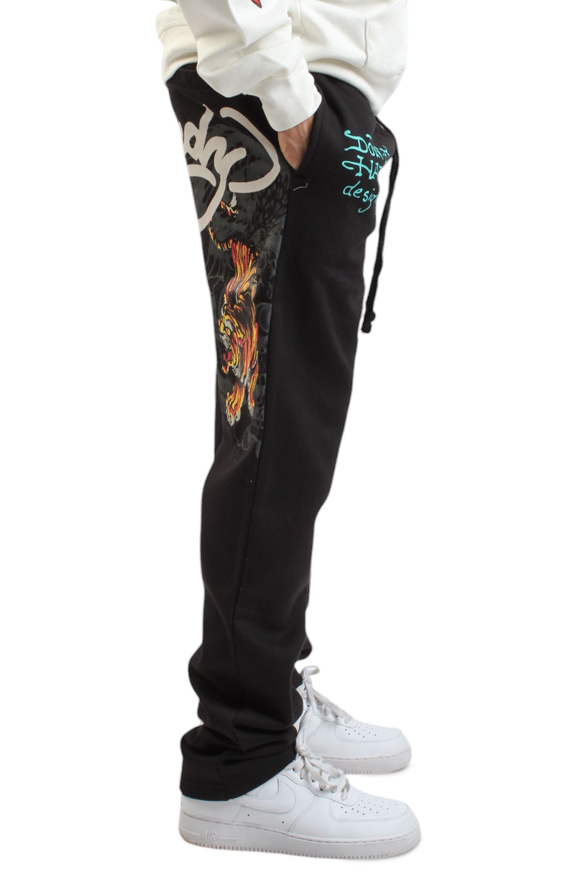 【Ed Hardy】エドハーディー Cyber ラインストーン Track Pants ED HARDY Crawling Tigers Sweatpants EHM8003-4 - Shiekh