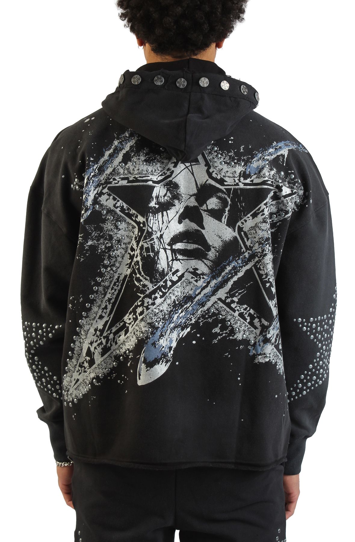 HUDSON Dream State Star Studs Zip-Up Hoodie 607-BLK - Shiekh
