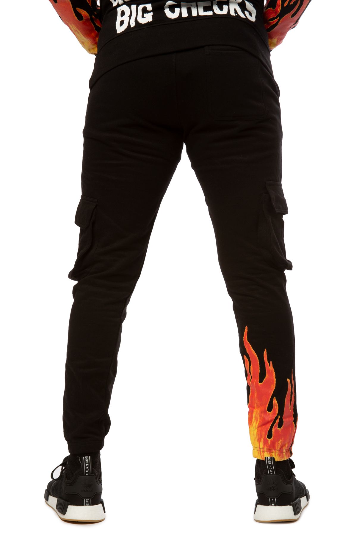 joggers with flames