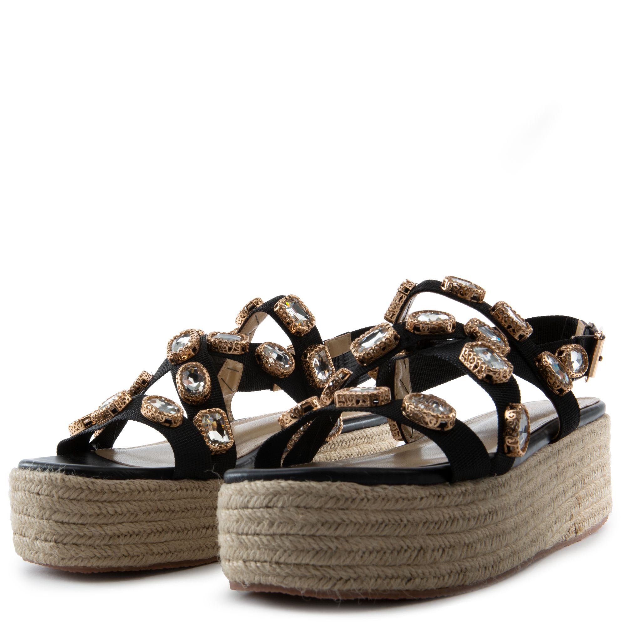 LILIANA Rookie-1 Rhinestone Espadrille Sandals ROOKIE-1-BLACK - Shiekh