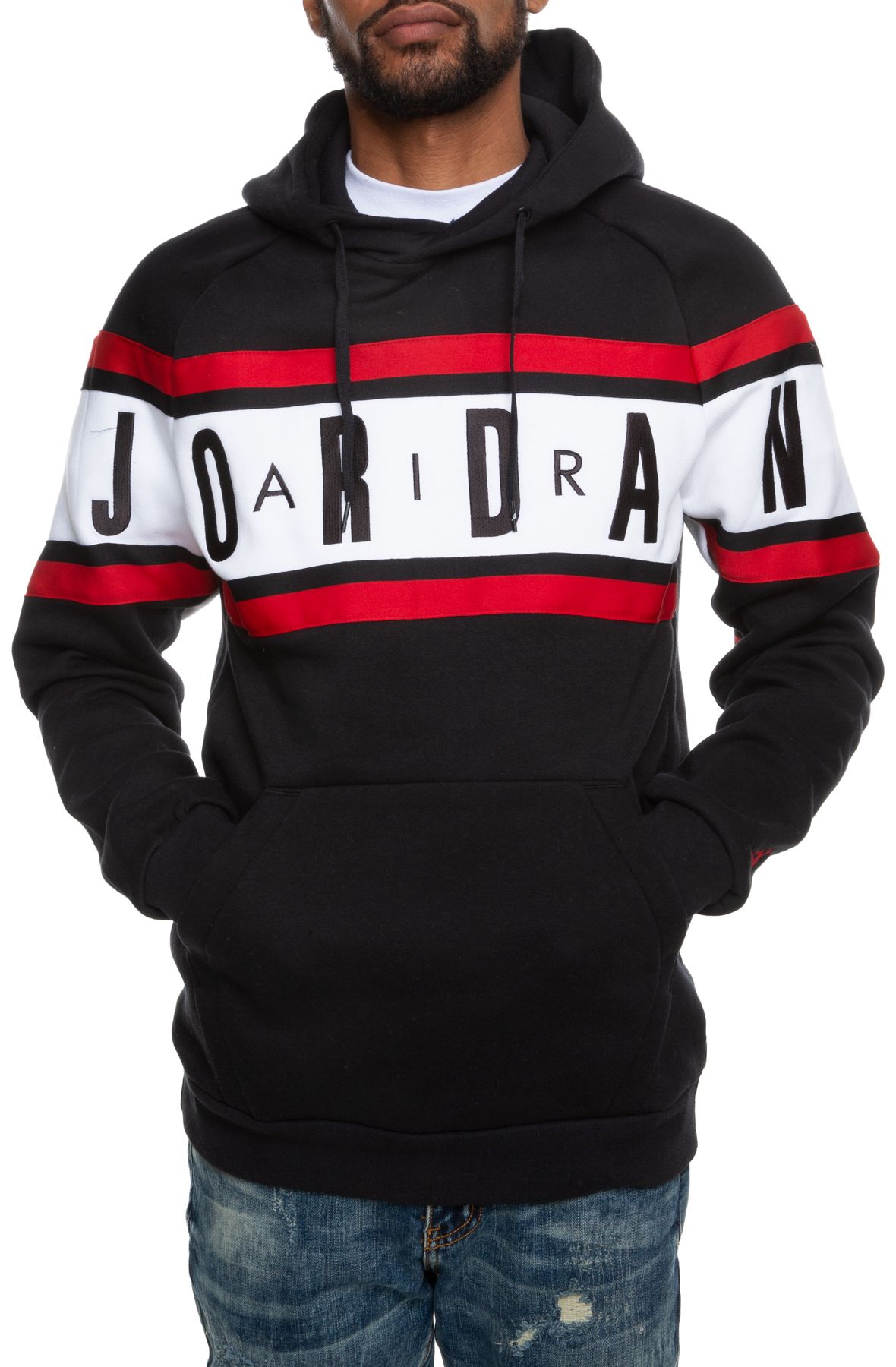 black and red jordan hoodie mens