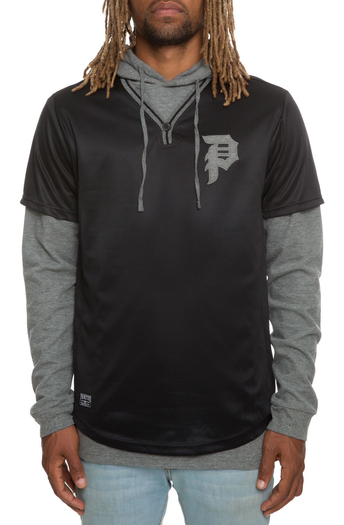 Primitive Twofer Black Hooded Basketball Jersey