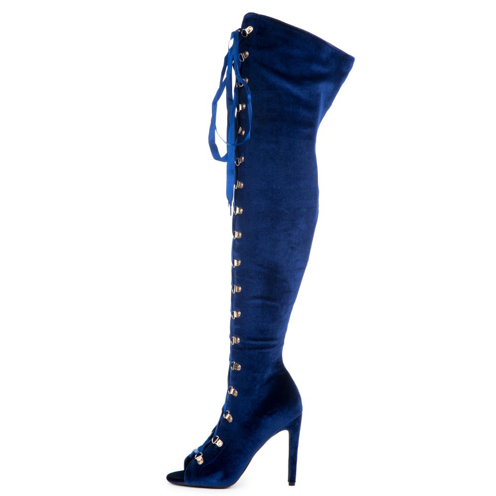 royal blue heel boots