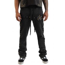 Studded Fleece Flare Jogger  Black Black