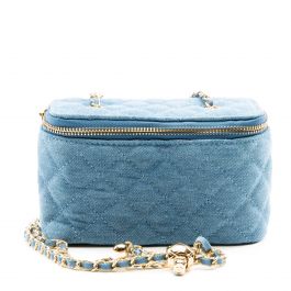 Quilted Rounded Square Crossbody Bag Denim Denim
