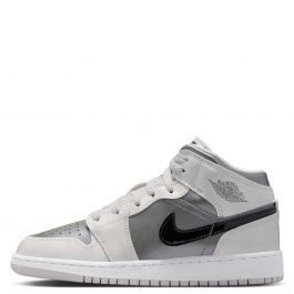 Grade-School Air Jordan 1 Mid SE Photon Dust/Blue Chill-Flat Pewter-Black Photon Dust/Blue Chill-Flat Pewter-Black