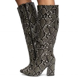 Desi-3 Mid-Calf Snake Boots Black Black