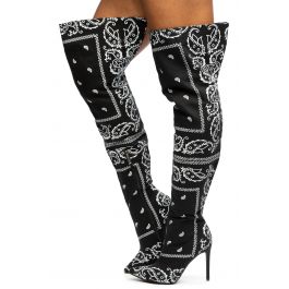 Spring High Heel Thigh High Boots Black Black