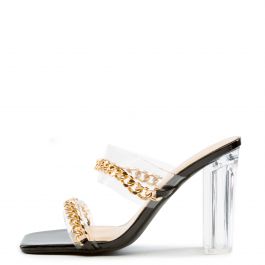 Monara-03 Clear High Heels Black Pat Black Pat
