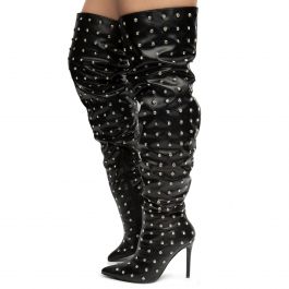 LILIANA Muccia-1 All-Over Rhinestone Thigh High Boots MUCCIA