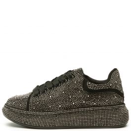 Kingdom-2 Bedazzled Platform Sneaker Black Black