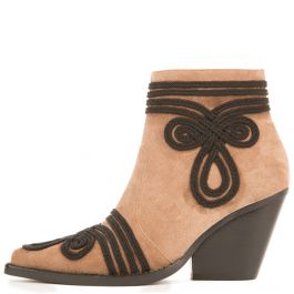 Jeffrey Campbell Gatlin-EMB Taupe Suede Heeled Booties Taupe Taupe