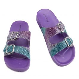 Luster-01 Double Buckle Sandals Peacock Peacock