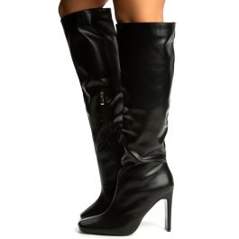 Tequila-1 Knee High Heel Boot Black Pu Black Pu
