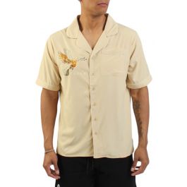 Peace Woven Button-Down Shirt  Khaki