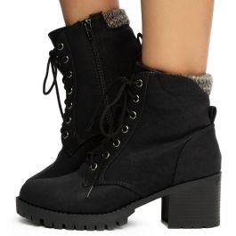 SECOND-S LACE UP BOOTIES FD SECOND-S-BLK