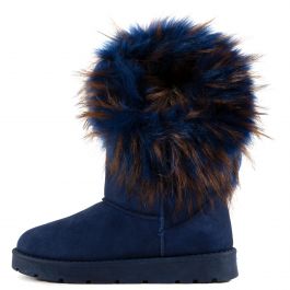 Ada Faux Fur Booties Navy Navy
