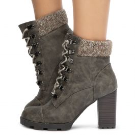 Pilate-11 Lace-Up Booties Grey Grey