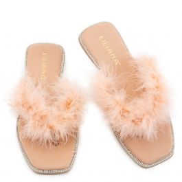 Bebe-2 Fur Thong Sandals Nude Nude