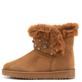 Annie-12 Fur Ankle Booties Tan
