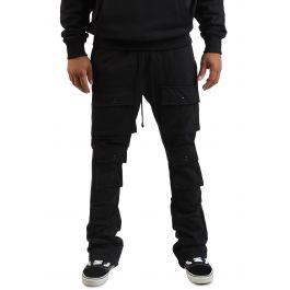  Stacked Cargo Fleece Flared Sweat Pants Jet Black Jet Black
