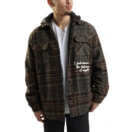 Avry Hooded Flannel Houndstooth Houndstooth
