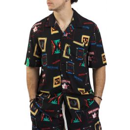 Resort Print Camp Collar Shirt  Black Black