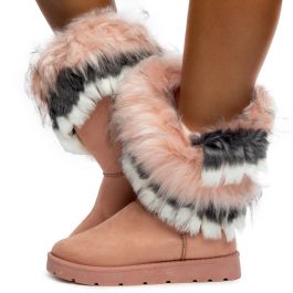 Ada Faux Fur Booties Pink Pink