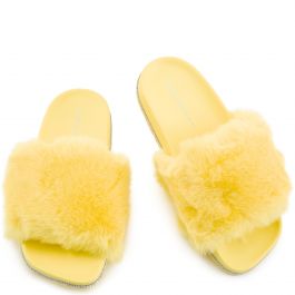 Madelle-01 Fur Slides Yellow Fur Yellow Fur