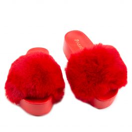 Morgan-02 Platform Fur Slides Red Red