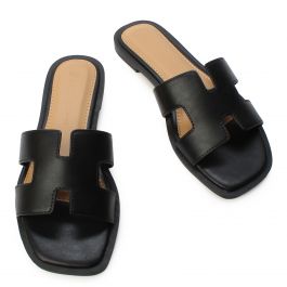 Belize-01 Flat Sandal Black Black