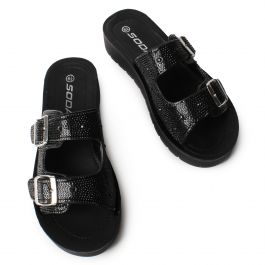 Karina Strap Slide Black Black
