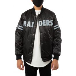 Raiders Jacket Las Vegas Hooded Big Logo STARTER Full Zip BLACK/GRAY S L XL  2X