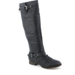 Knee-High Boot Outlaw-81 Black/Blue Zipper Black/Blue Zipper