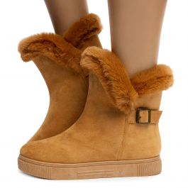 Cozette-03 Fur Side Cut Booties Tan Suede Tan Suede
