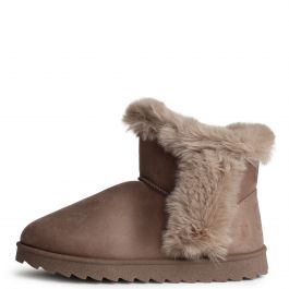 Melon-04 Ankle Fur Bootie  Taupe Taupe