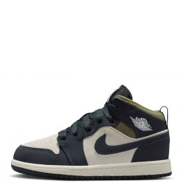 Pre-School Jordan 1 Mid SE Lt Orewood Brn/Off Noir-Medium Olive Lt Orewood Brn/Off Noir-Medium Olive