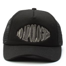 No Apologies Mesh Trucker Cap Black Black