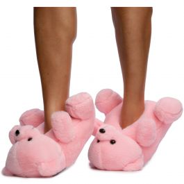 Plush-01 Bear Fuzzy Slippers Pink Pink