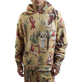 Jesse All Over Pattern Hoodie  Tan Tan