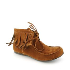 Women's Cognac Fringe Ankle Boot Avid-2 Cognac Cognac