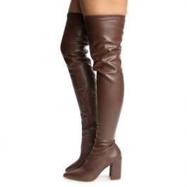 Katana-2 Thigh High Boot Brown Pu Brown Pu
