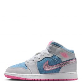 Grade-School Air Jordan 1 Mid SE Cobalt Bliss/Pink Glow-White Cobalt Bliss/Pink Glow-White