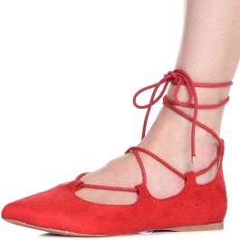 C-LS7297P Lace-Up Casual Shoe Lipstick Red Lipstick Red