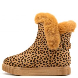 Cozette-03 Fur Side Cut Booties Cheetah Cheetah