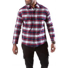 Button Down Flannel Navy-Red-White