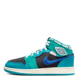 Grade School Jordan 1 Mid Sneaker School Anthracite/Glacier Blue-Aquatone Anthracite/Glacier Blue-Aquatone