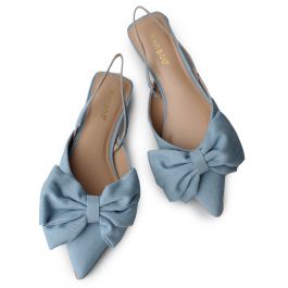 Assert-01 Bow Pointy Toe Flats Light Blue Light Blue