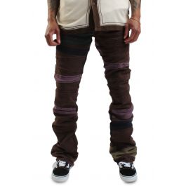 Color Panel Stacked Flare Jean  Dark Brown Dark Brown