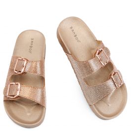 Luster-01 Double Buckle Sandals Rose Gold Rose Gold